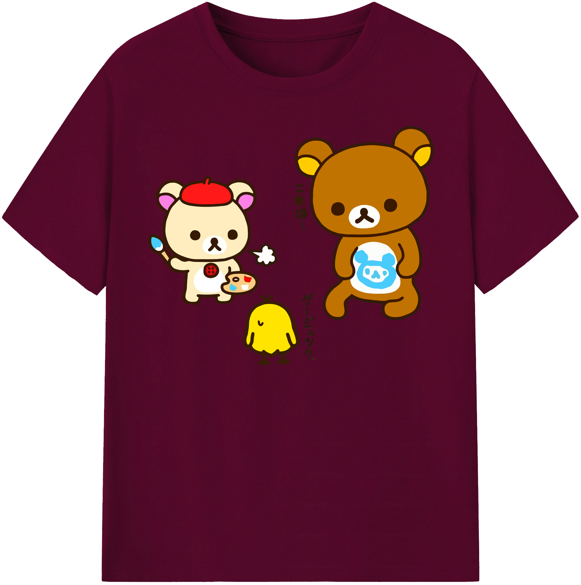 （画像用） リラックマ リラックマ キイロイトリ Rilakkuma Korilakkuma Kiiroitori レディースカジュアルプリントTシャツ（綿100％）